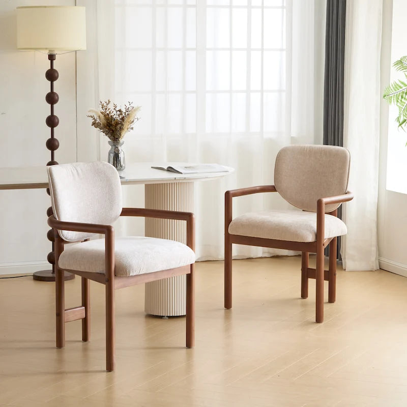 Christopher Knight Home - Harper Mordern Upholstered Rubberwood Arm Dining Chairs (Set of 2)