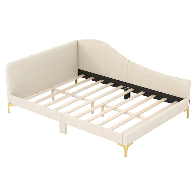 Twin/Full Size Upholstered Daybed - Rivet-Tufted Platform Bed