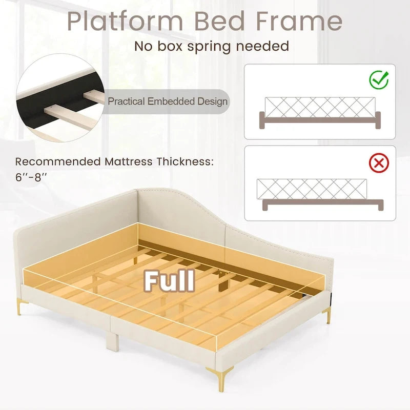 Twin/Full Size Upholstered Daybed - Rivet-Tufted Platform Bed