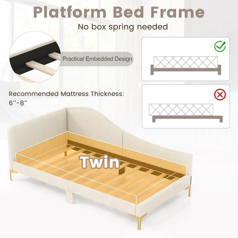 Twin/Full Size Upholstered Daybed - Rivet-Tufted Platform Bed