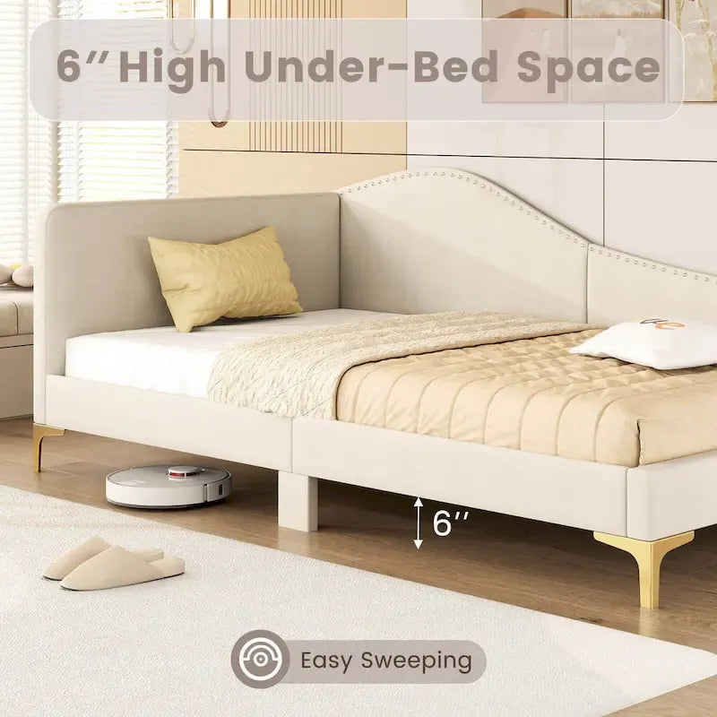 Twin/Full Size Upholstered Daybed - Rivet-Tufted Platform Bed