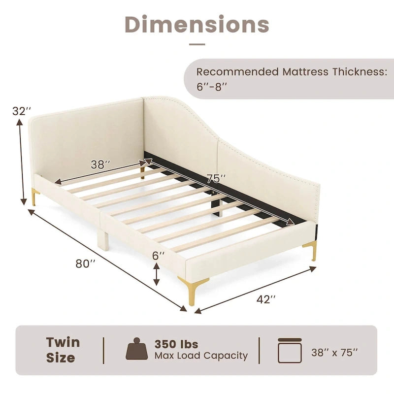 Twin/Full Size Upholstered Daybed - Rivet-Tufted Platform Bed