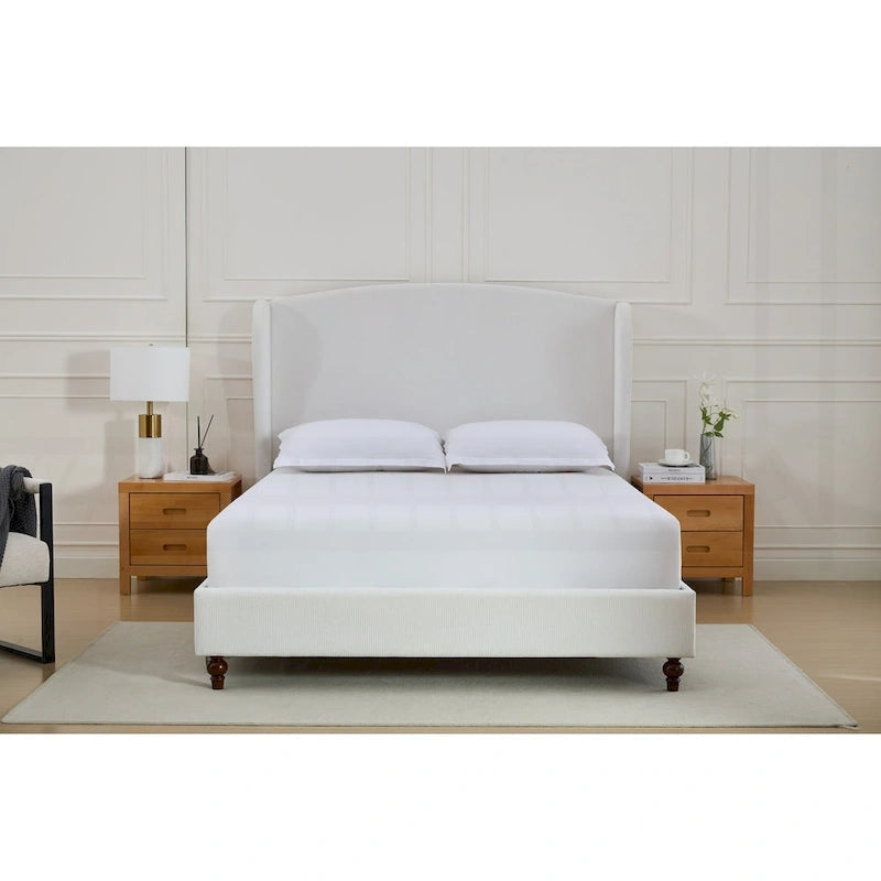 Minimalist Wingback Upholstered King Bed for Dreamy Sleep and Stylish Bedroom