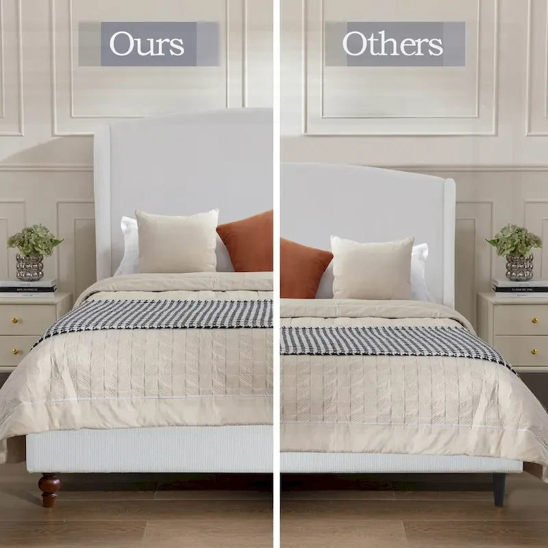 Minimalist Wingback Upholstered King Bed for Dreamy Sleep and Stylish Bedroom