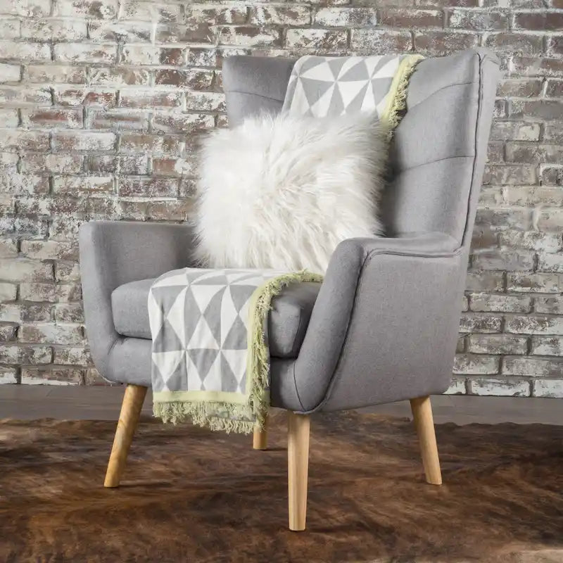 Grey High Back Wingback Chair - 32.5"