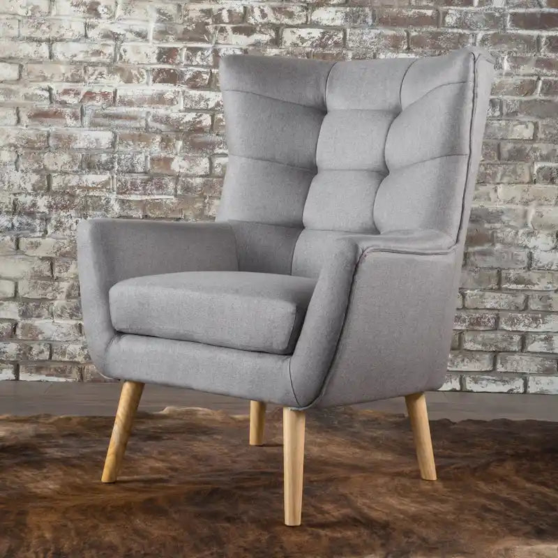 Grey High Back Wingback Chair - 32.5"