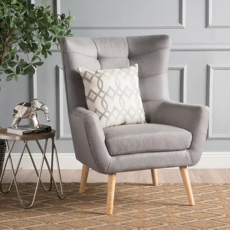 Grey High Back Wingback Chair - 32.5"
