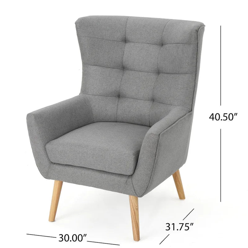 Grey High Back Wingback Chair - 32.5"