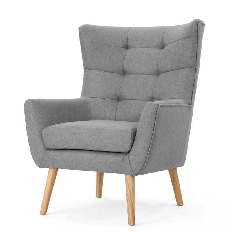 Grey High Back Wingback Chair - 32.5"