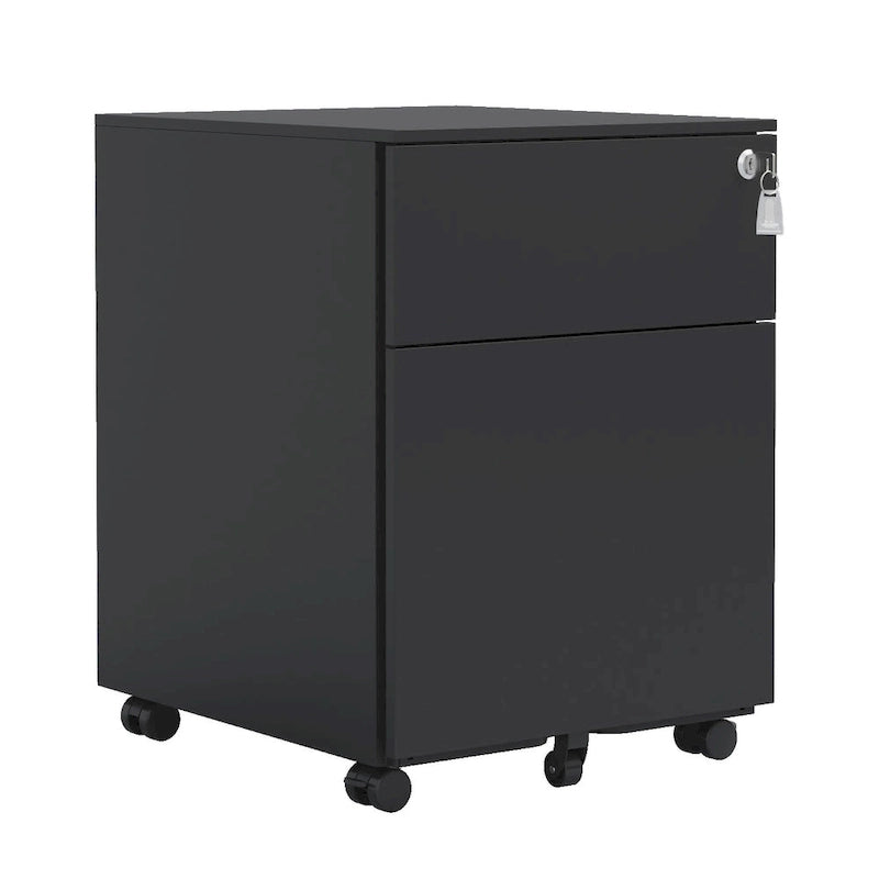 2 Drawer Mobile File Cabinet with Lock Steel File Cabinet for Legal/Letter/A4/F4 Size