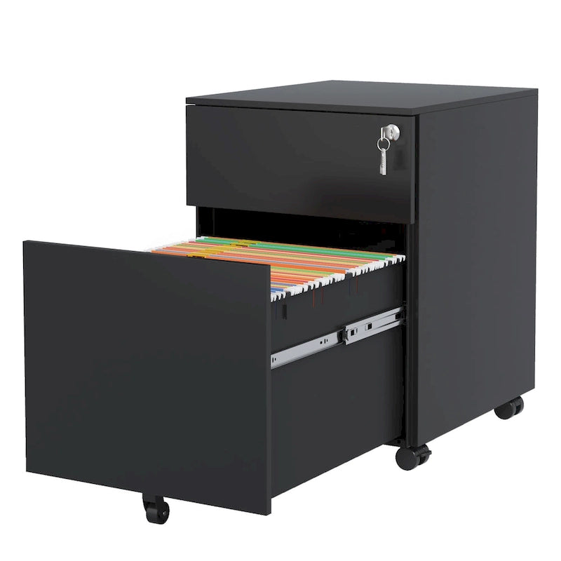 2-Drawer Mobile File Cabinet with Lock - Legal/Letter/A4/F4 Size
