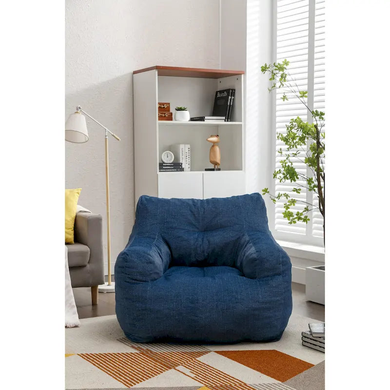 Soft Cotton Linen Fabric Bean Bag Chair Filled With Memory Sponge