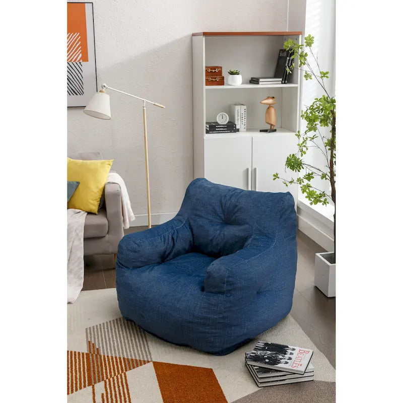 Soft Cotton Linen Fabric Bean Bag Chair Filled With Memory Sponge
