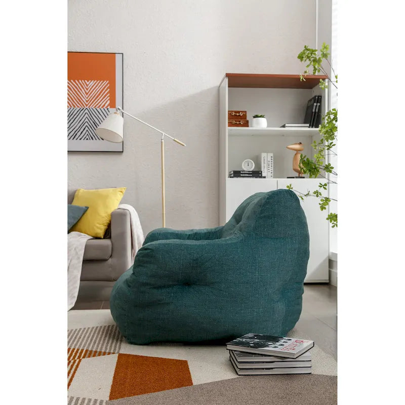 Soft Cotton Linen Fabric Bean Bag Chair Filled With Memory Sponge