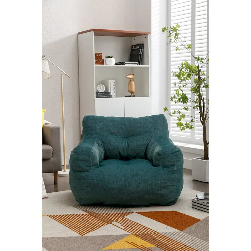 Soft Cotton Linen Fabric Bean Bag Chair Filled With Memory Sponge