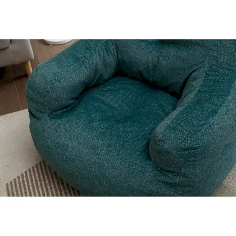 Soft Cotton Linen Fabric Bean Bag Chair Filled With Memory Sponge