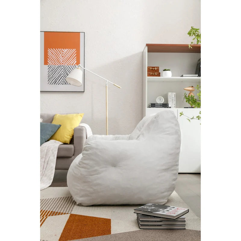 Soft Cotton Linen Fabric Bean Bag Chair Filled With Memory Sponge