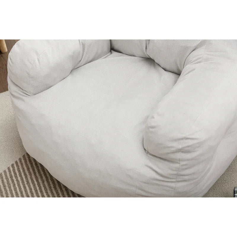 Soft Cotton Linen Fabric Bean Bag Chair Filled With Memory Sponge