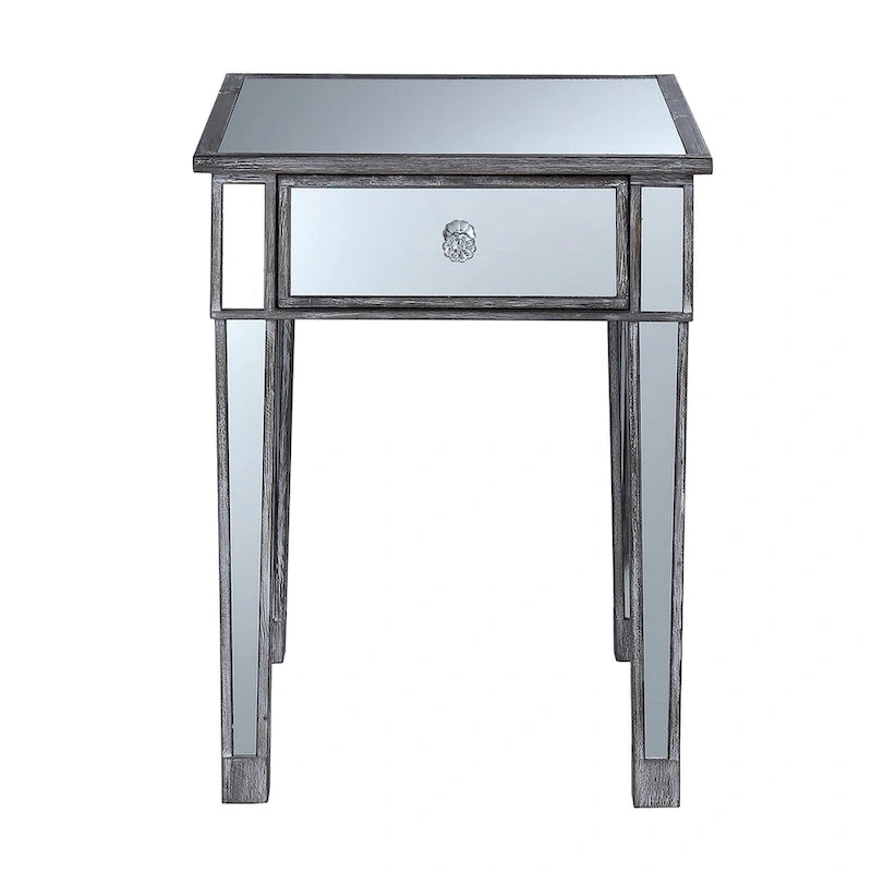 Convenience Concepts Gold Coast Mirrored 1 Drawer End Table