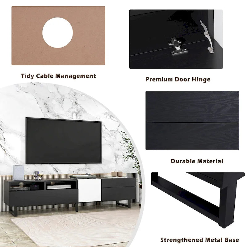 Modern TV Stand for 80 TV with Double Storage Space