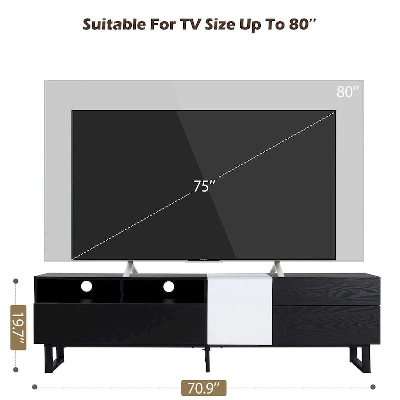 Modern TV Stand for 80 TV with Double Storage Space
