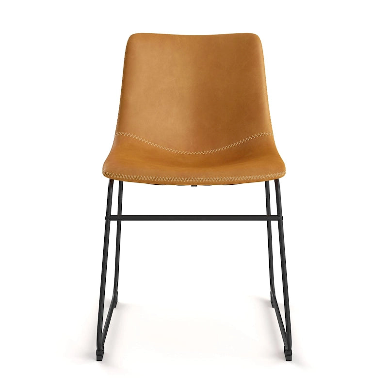 Petra Vegan Leather Side Chairs with Black Legs (Set of 2)