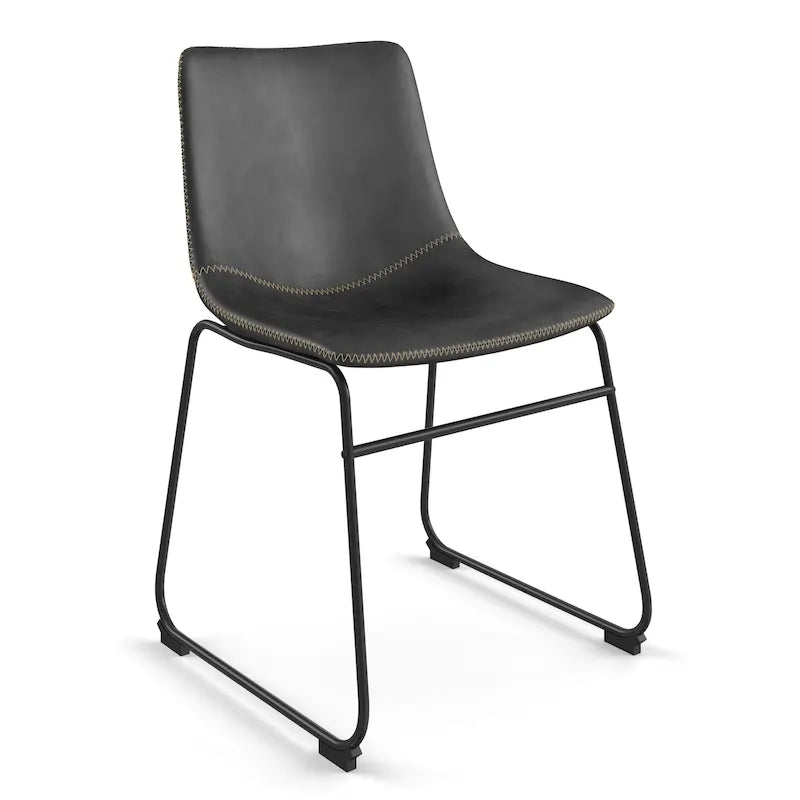 Petra Vegan Leather Side Chairs with Black Legs (Set of 2)