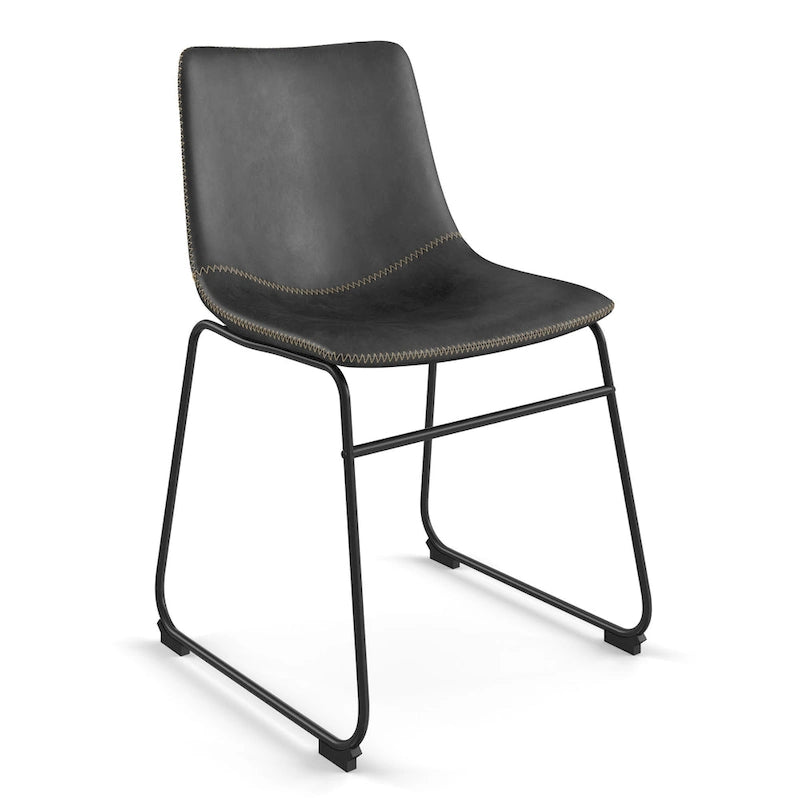 Petra Vegan Leather Side Chairs with Black Legs (Set of 2)