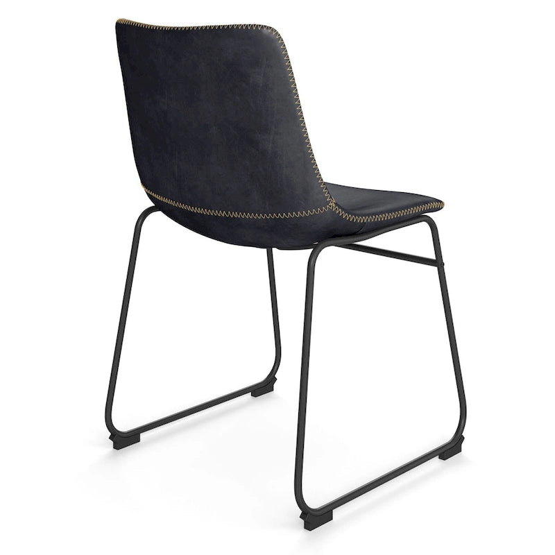 Petra Vegan Leather Side Chairs with Black Legs (Set of 2)