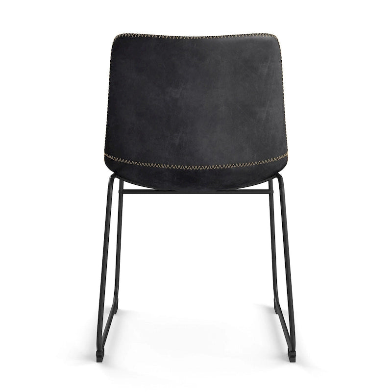 Petra Vegan Leather Side Chairs with Black Legs (Set of 2)