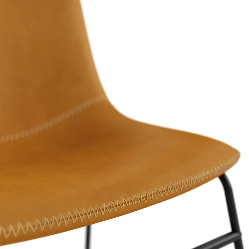 Petra Vegan Leather Side Chairs with Black Legs (Set of 2)