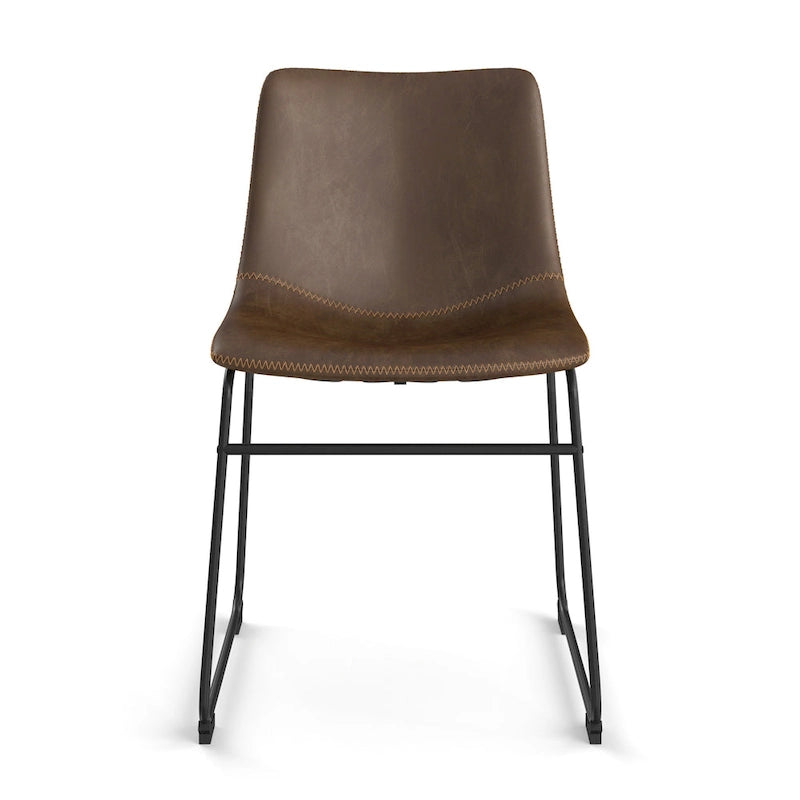 Petra Vegan Leather Side Chairs with Black Legs (Set of 2)