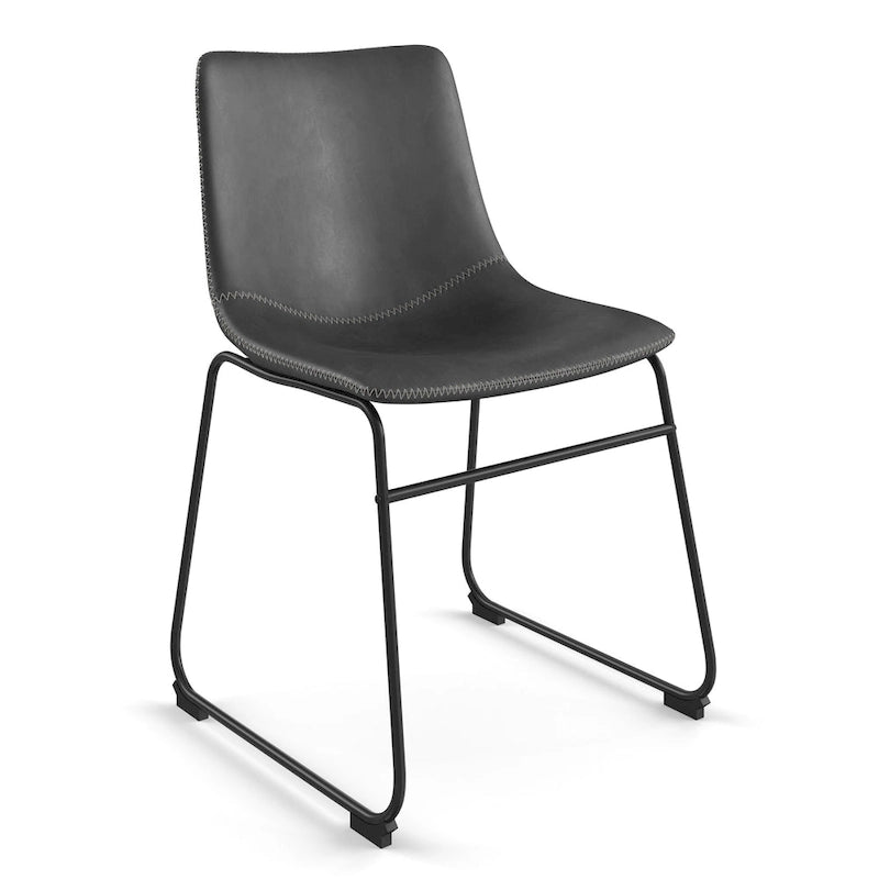 Petra Vegan Leather Side Chairs with Black Legs (Set of 2)
