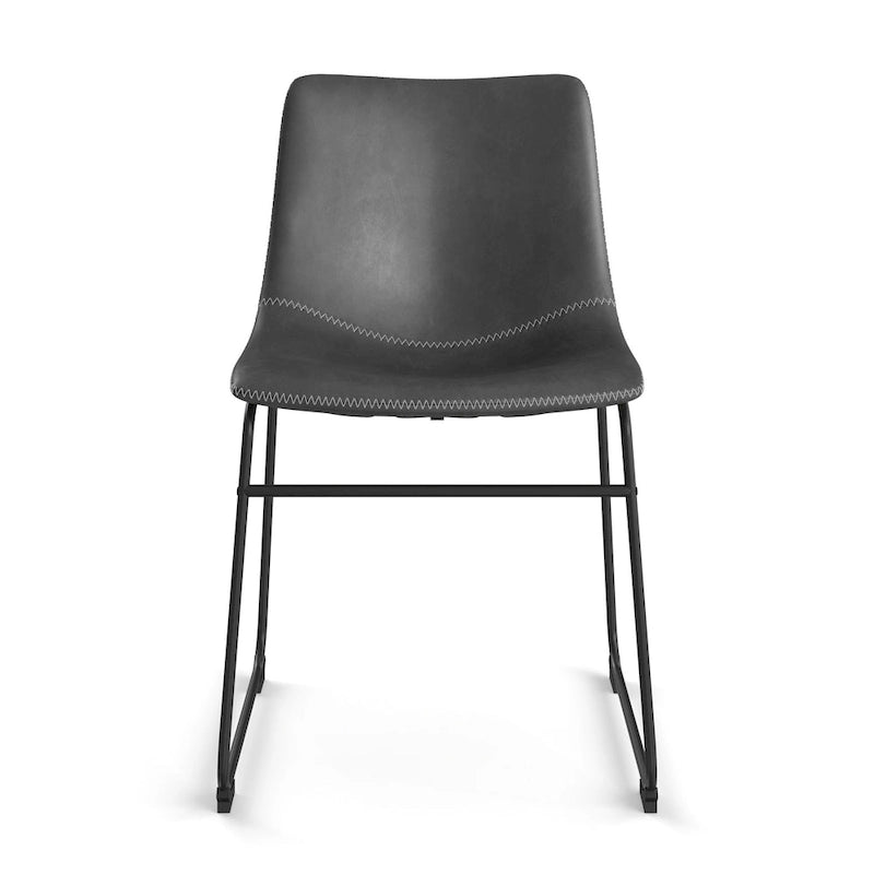 Petra Vegan Leather Side Chairs with Black Legs (Set of 2)