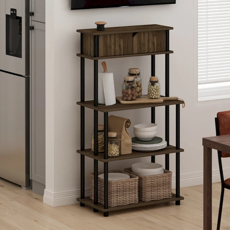 Furinno Turn-N-Tube Toolless Storage Shelf with Top Cabinet