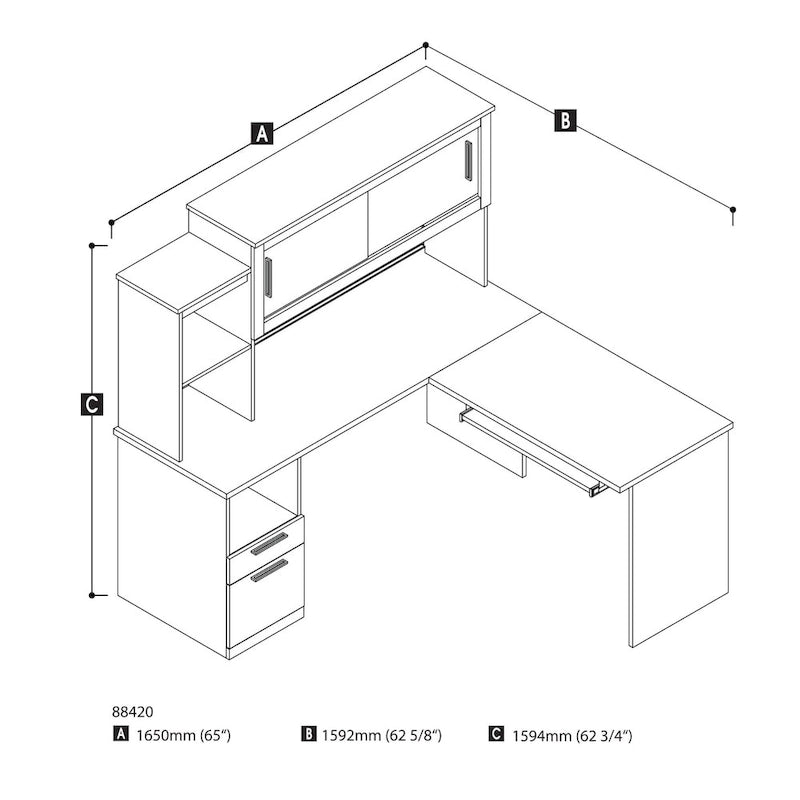 Bestar Dayton Melamine Reversible L-shaped Desk