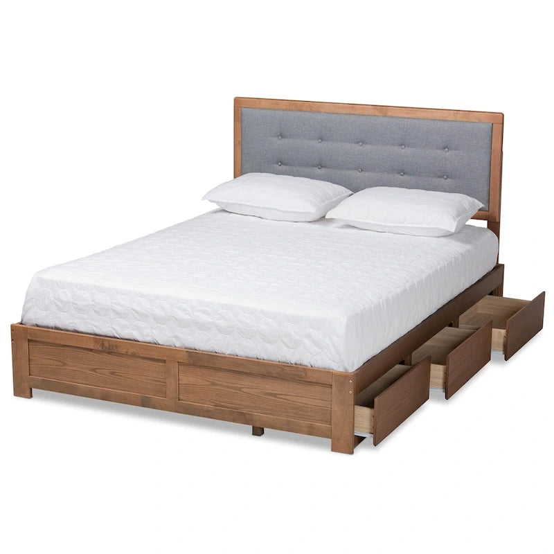 Mid-Century Modern 3-Drawer Storage Bed