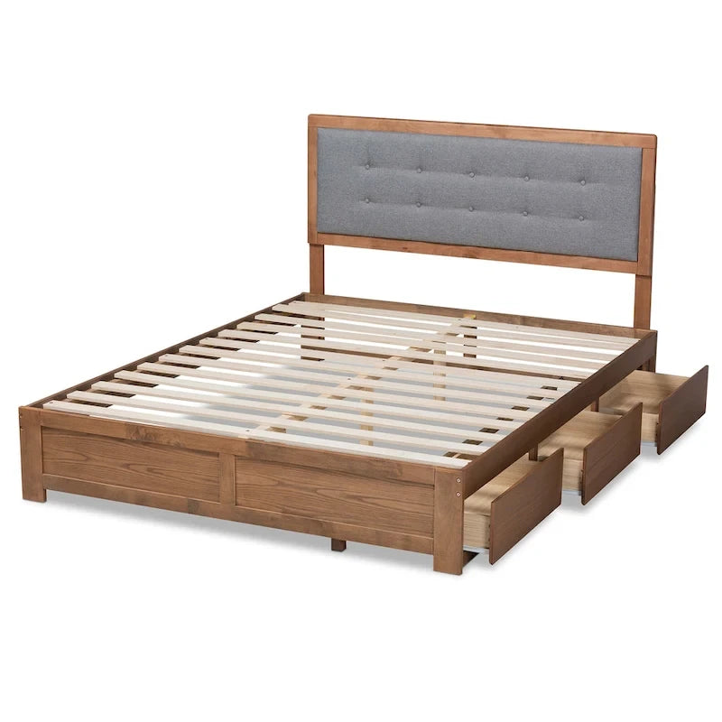Mid-Century Modern 3-Drawer Storage Bed
