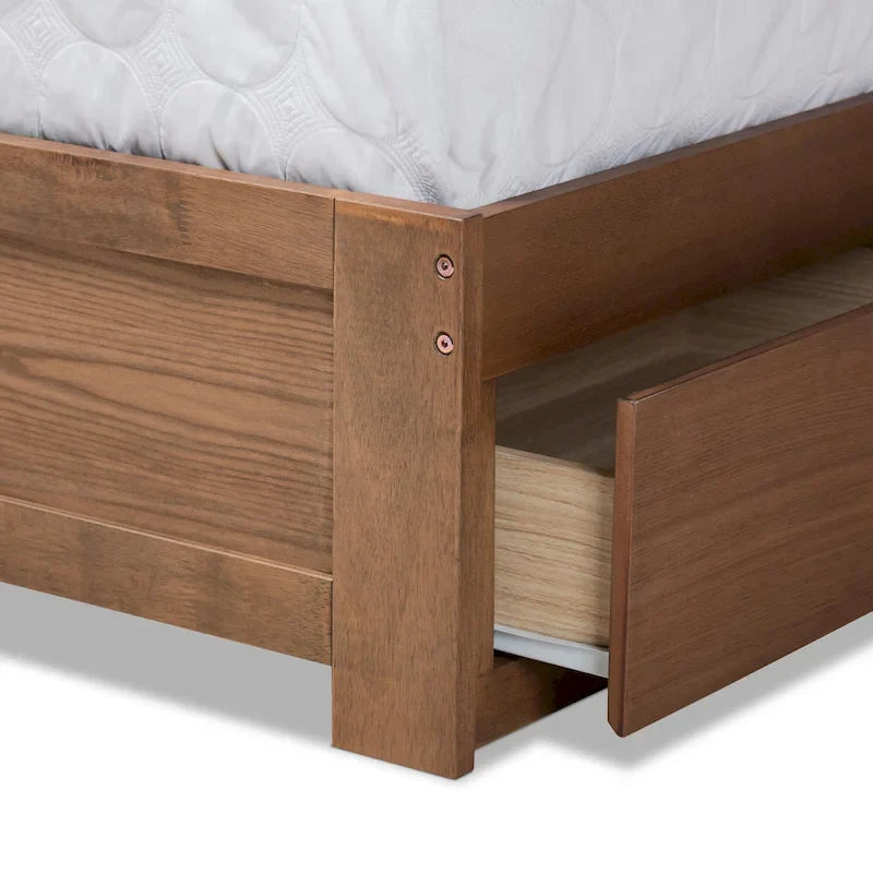 Mid-Century Modern 3-Drawer Storage Bed
