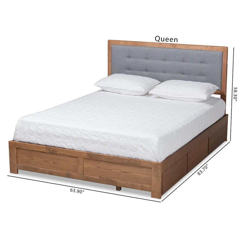 Mid-Century Modern 3-Drawer Storage Bed