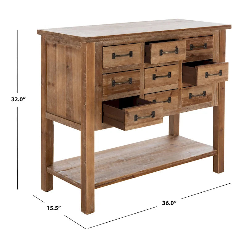 SAFAVIEH Neppie Natural Oak 9-Drawer Chest