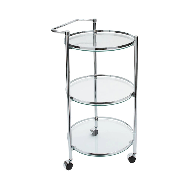Organize It All Circular Tempered Glass Rolling Serving Cart - 15.25 x 16.75 x 29.75