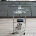 3-Tier Tempered Glass Rolling Serving Cart
