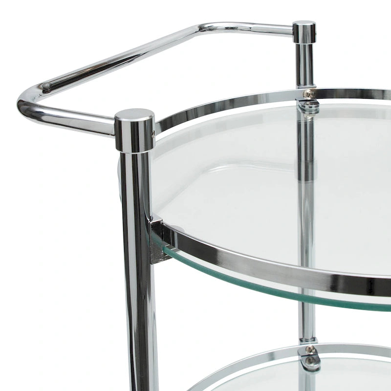 Organize It All Circular Tempered Glass Rolling Serving Cart - 15.25 x 16.75 x 29.75