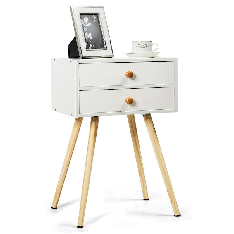 Side End Table Nightstand Bedroom Room Furniture with Drawers