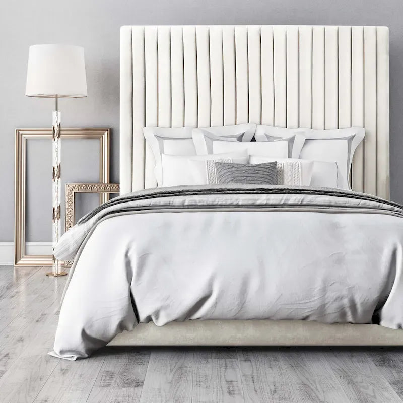 Velvet Upholstered Bed with Channel Tufting