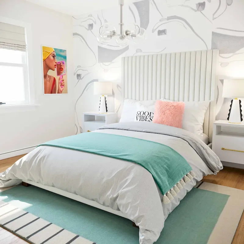 Velvet Upholstered Bed with Channel Tufting