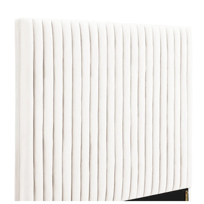 Velvet Upholstered Bed with Channel Tufting