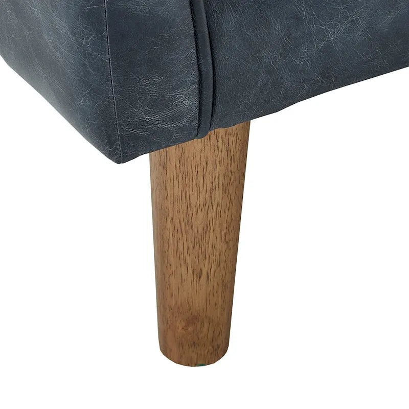 Blue Oxford Leather Sofa - 3-Seater Mid-Century Style