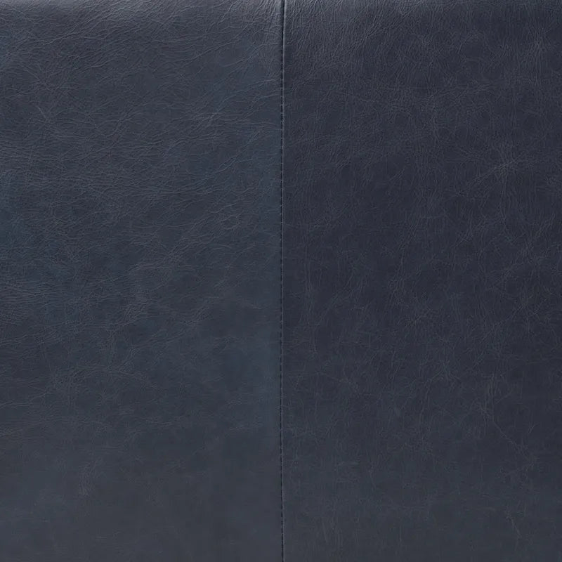 Blue Oxford Leather Sofa - 3-Seater Mid-Century Style